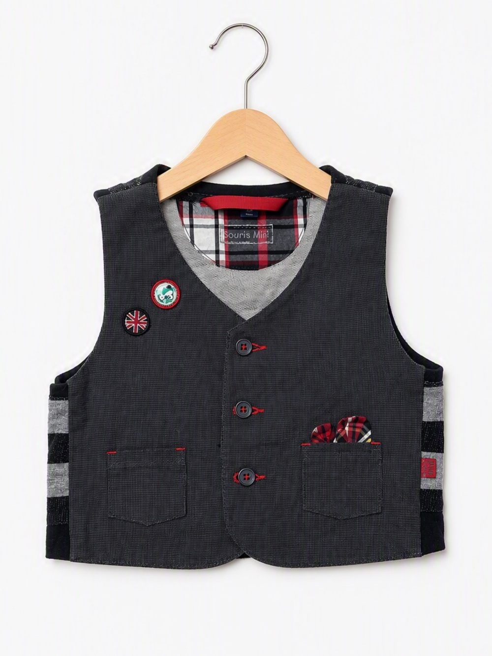 Souris Mini Quebec Luxury Plaid Lined Charcoal Grey Placket Top 18M Formal